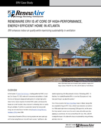RenewAire ERV Is At Core Of High-Performance, Energy-Efficient Home In Atlanta